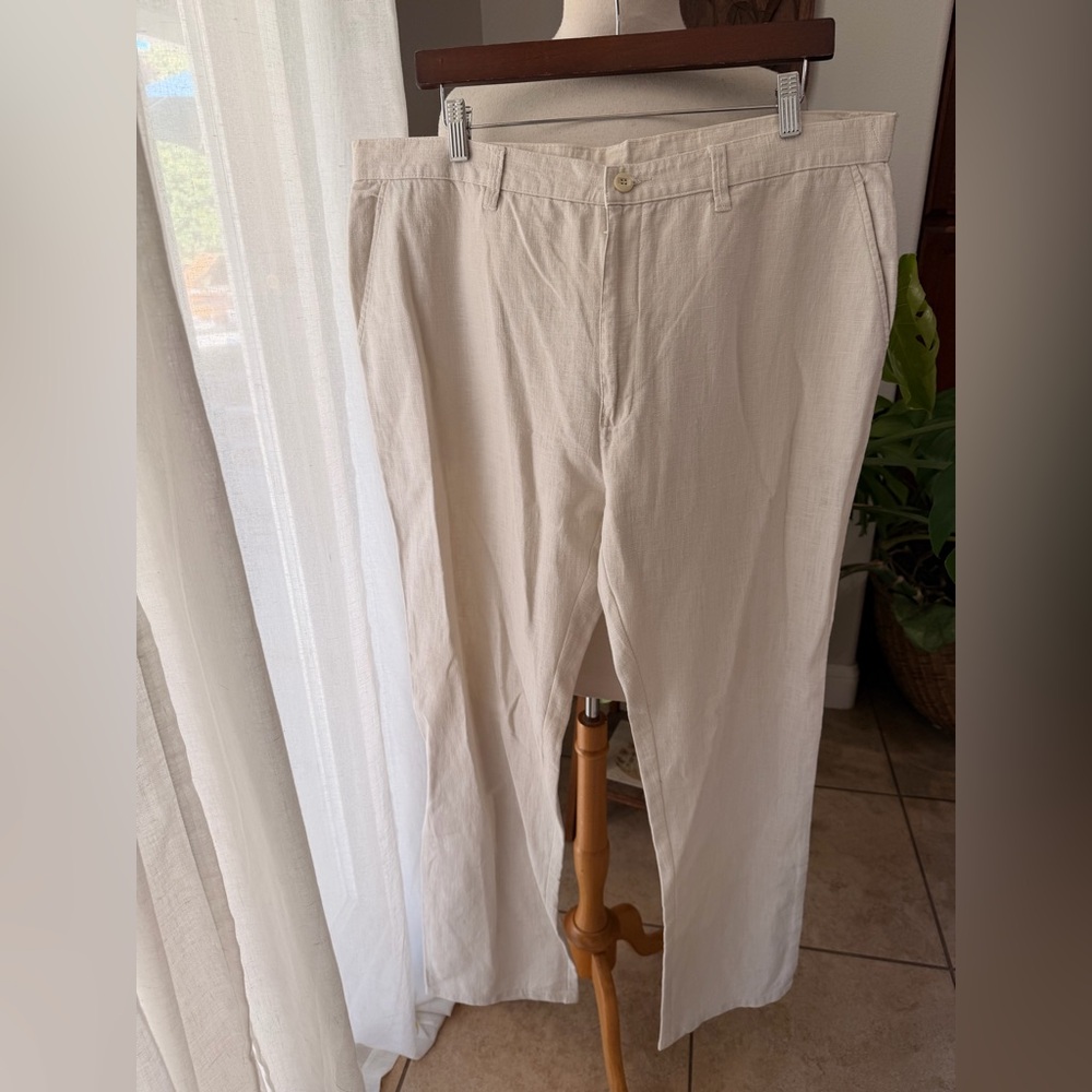 Koutons Linen Khaki Pants Men’s 40 Beige Lightweight Summer Trousers
